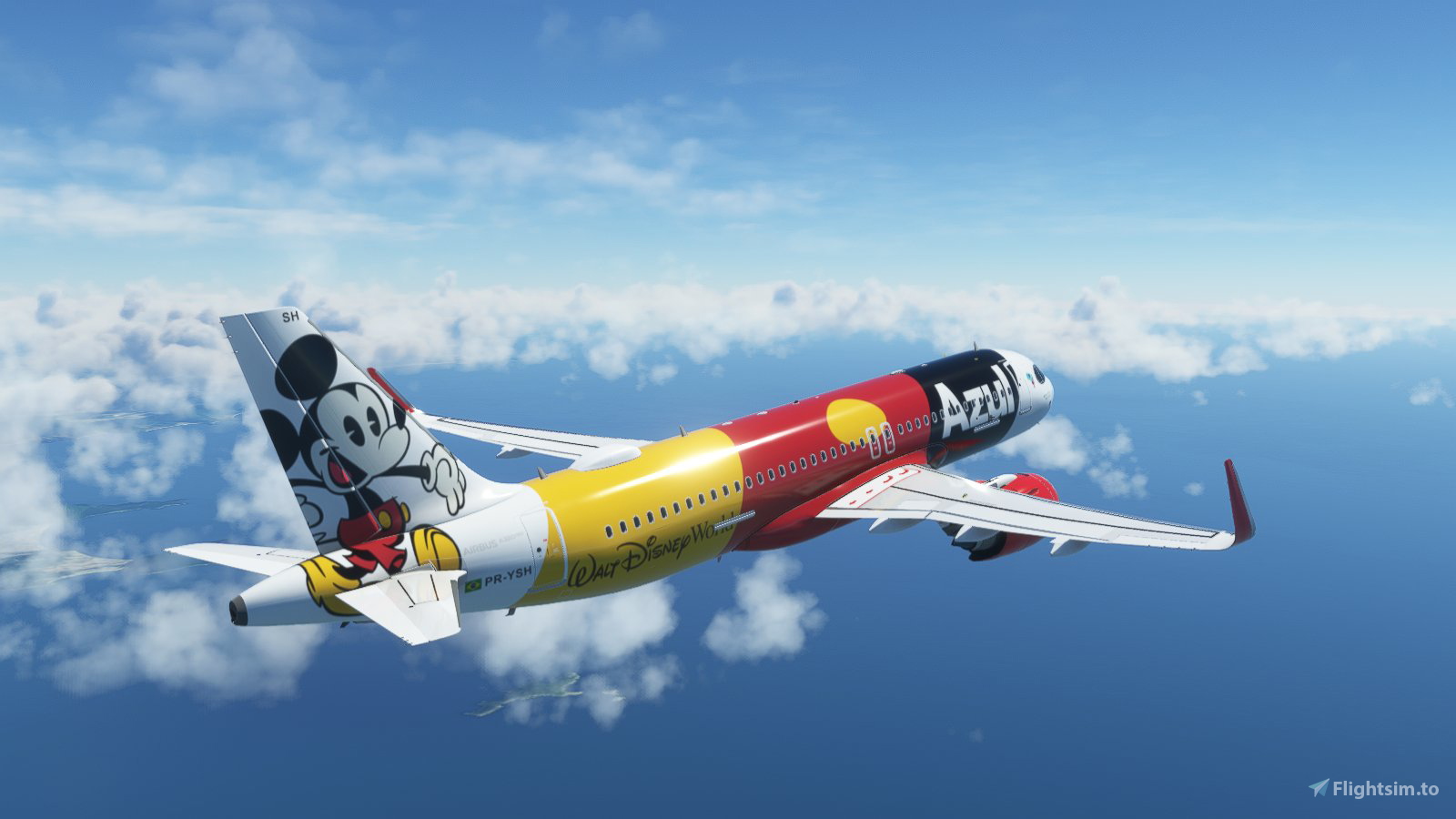 Azul Mickey Mouse - (PR-YSH) - 8k-resolution - FlyByWire A32NX 2.0