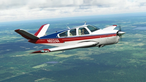 Blue over Red Stripes livery for Carenado/Microsoft Bonanza V35B
