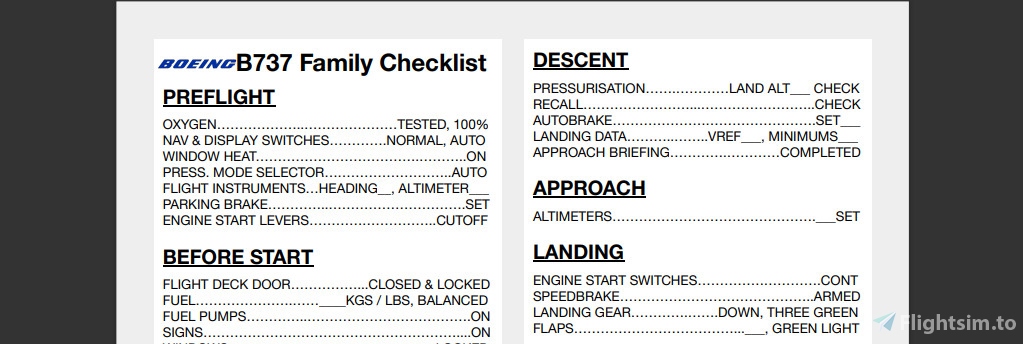 Pmdg 737 800 checklist