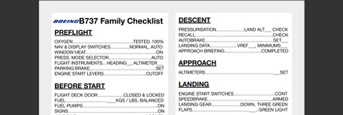 Boeing 737 Family Checklist