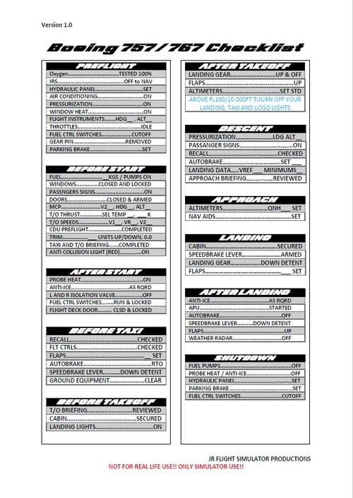 Boeing 757 & 767 Checklist