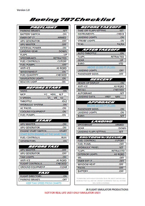 Boeing 787 Checklist