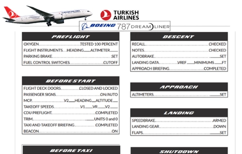 Boeing 787 Checklist (w/ limitations) - Turkish Airlines 
