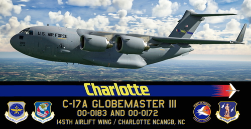 Boeing C-17 CHARLOTTE  145TH Airlift Wing. 0183 and 0172 / Tail-Fin update V1.1