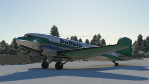 Buffalo Airways C-FLFR DC-3 With IRL cockpit textures and IRL airspeed knot gauge instead of M.P.H  thumbnail 1