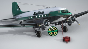 Buffalo Airways C-FLFR DC-3 With IRL cockpit textures and IRL airspeed knot gauge instead of M.P.H  thumbnail 5