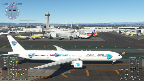 Captain Sim Boeing 777-300 MrBeast livery (fictional)