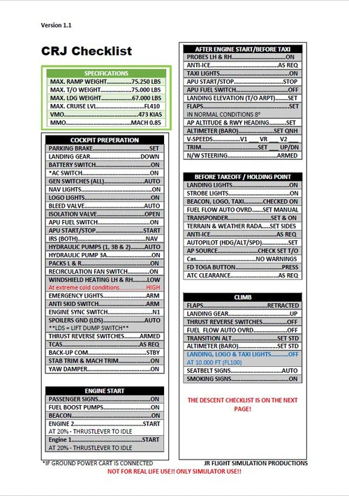 CRJ Checklist
