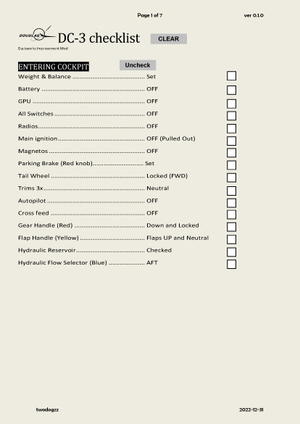 DC-3 Checklist - for Duckworks Improvement mod thumbnail 1