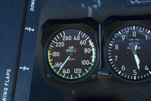 DC-3 knots airspeed indicator and placards thumbnail 3