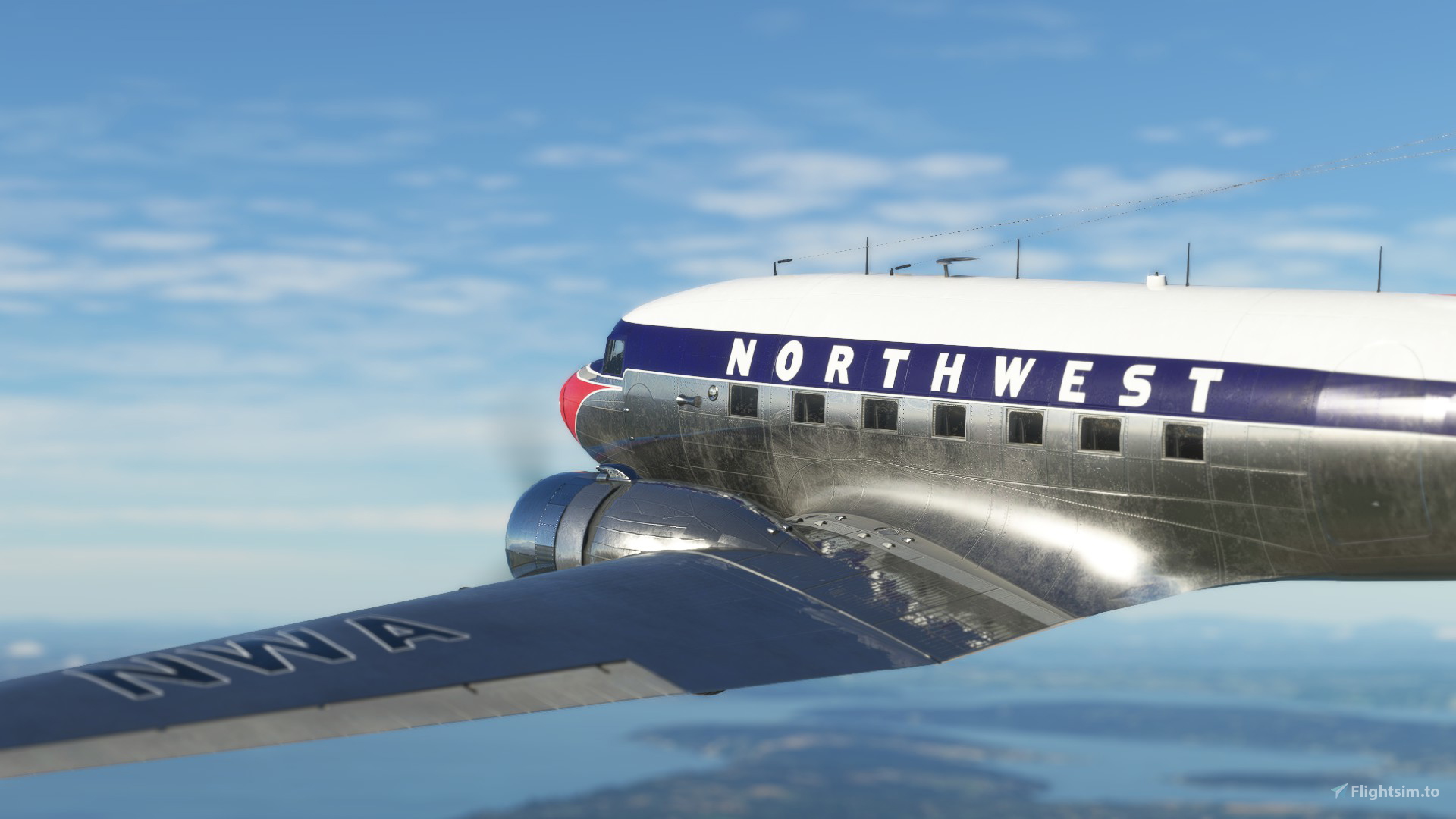 DC-3 Northwest Airlines 1952 N39544 for Microsoft Flight Simulator
