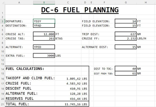 DC-6 Fuel Planner