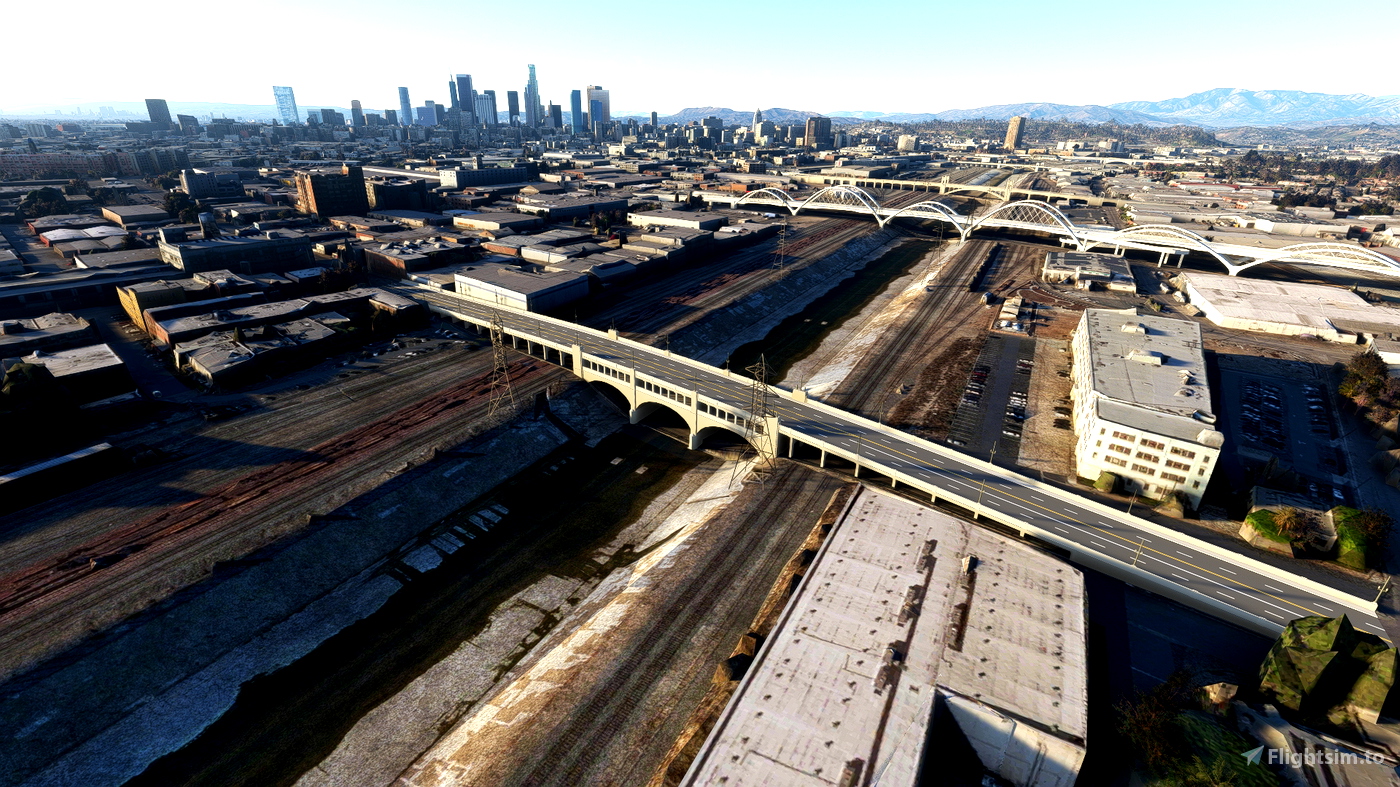 Downtown Los Angeles Bridges Microsoft Flight Simulator(03)