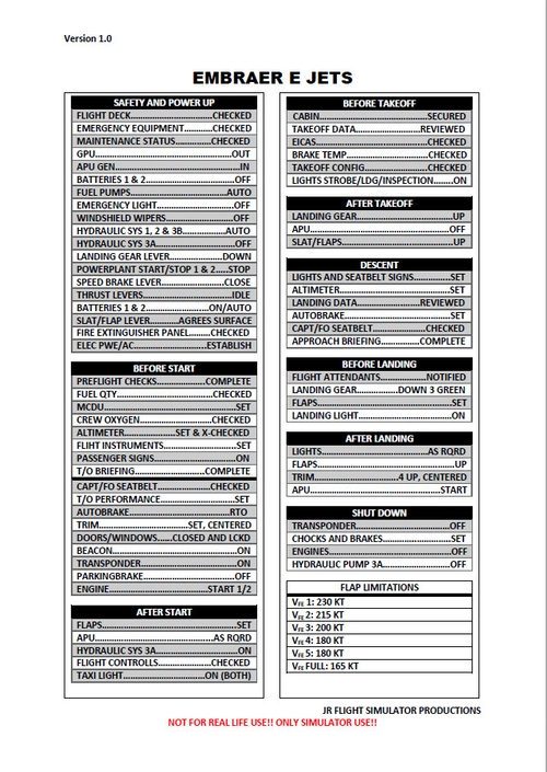Embraer E170 - E195 (E2) Checklist