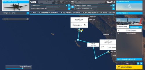 Flight Plans  Von AG01 San Diego (Former Home Port for LHA-6) Nach KAVX - Catalina Airport