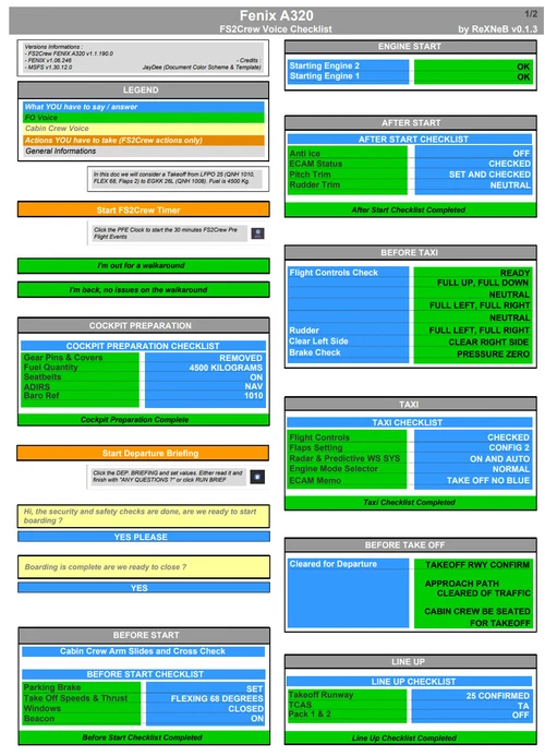 FS2Crew FENIX A320 - Voice Checklist