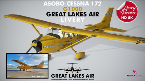 GREAT LAKES AIR livery for Asobo Cessna 172 G1000, registration N13079 [8K] (by request)