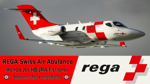 HondaJet REGA HB-JRA Swiss Air Ambulance FICTIONAL Now the texture errors are now fixed