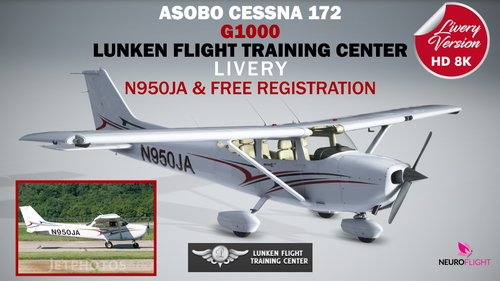 LFTC’s livery for Asobo Cessna 172 G1000, registration N950JA and free registration [8K]