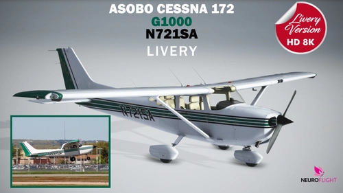 Livery for Asobo Cessna 172 G1000 version, registration N721SA [8K]