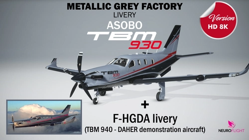METTALIC GREY FACTORY LIVERIES FOR ASOBO TBM 930 [8K]