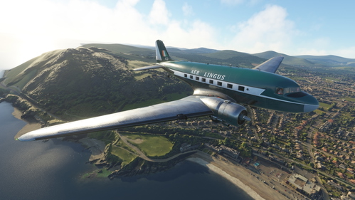 Microsoft DC-3 as ZS-NTE in retro Aer Lingus livery