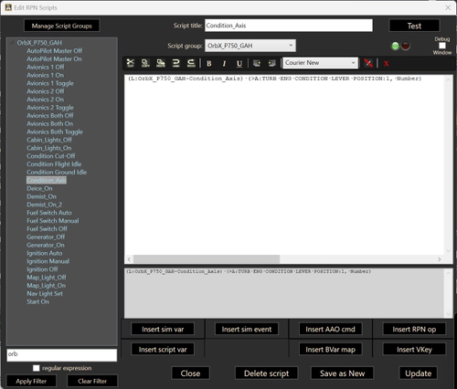 OrbX PAC P-750 Axis and Ohs (AAO) Scripts