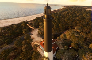 Pensacola Lighthouse, Florida, with rotating beacon and keepers' house thumbnail 2