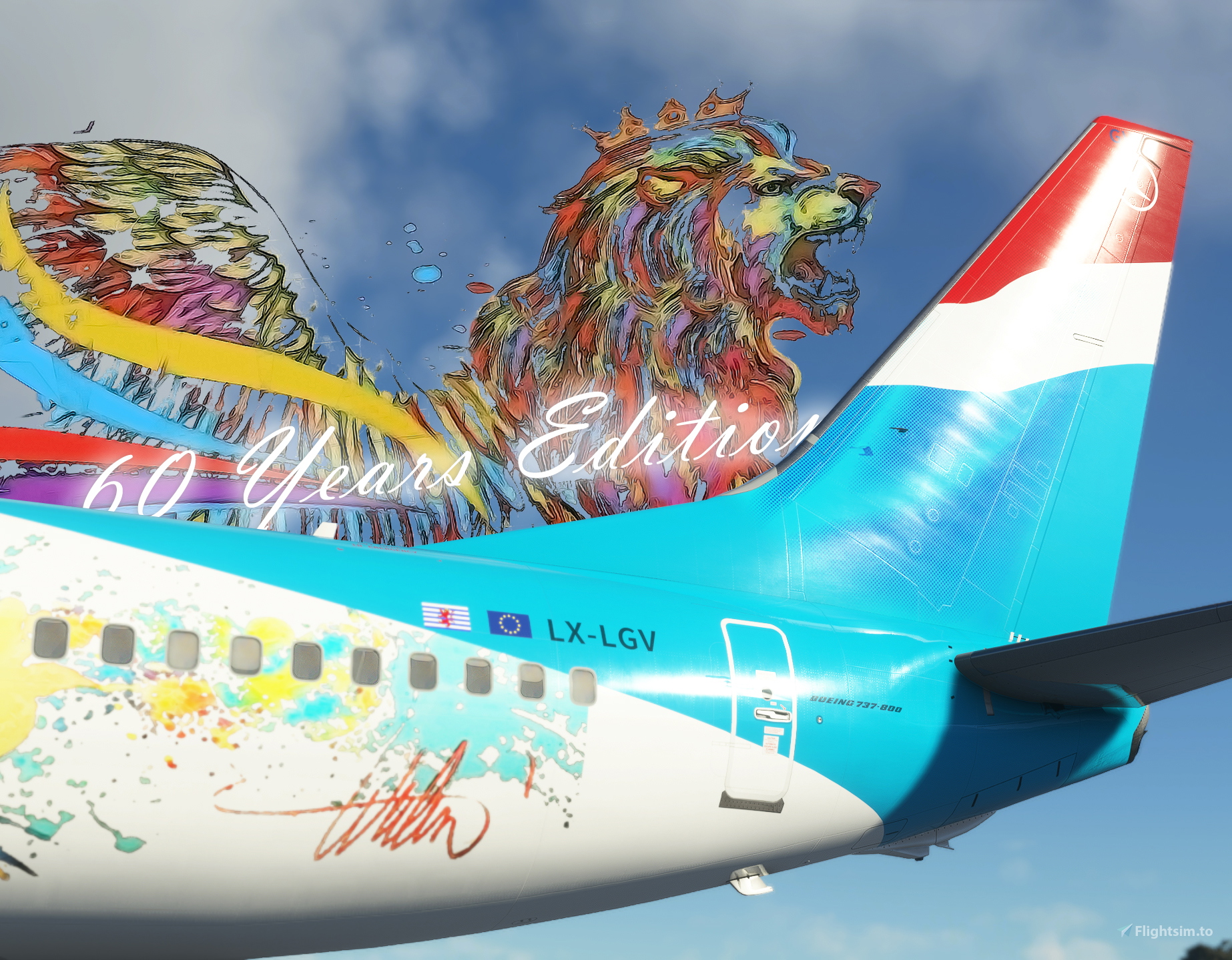 PMDG 737-800 Luxair "60 Years anniversary" LX-LGV w/ Cabin - Image 1