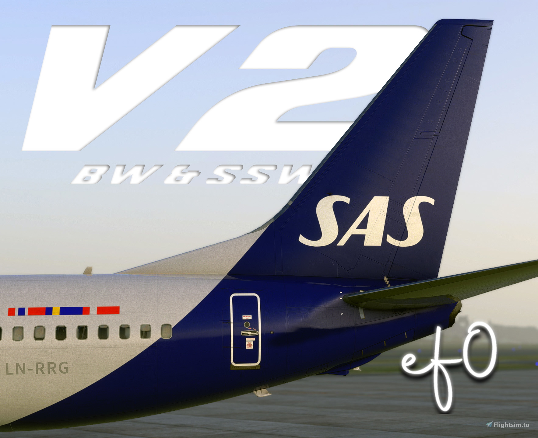 PMDG 737-800 BW & SSW | V2 SAS LN-RRG New scheme  | w/Cabin | 4K - Image 1