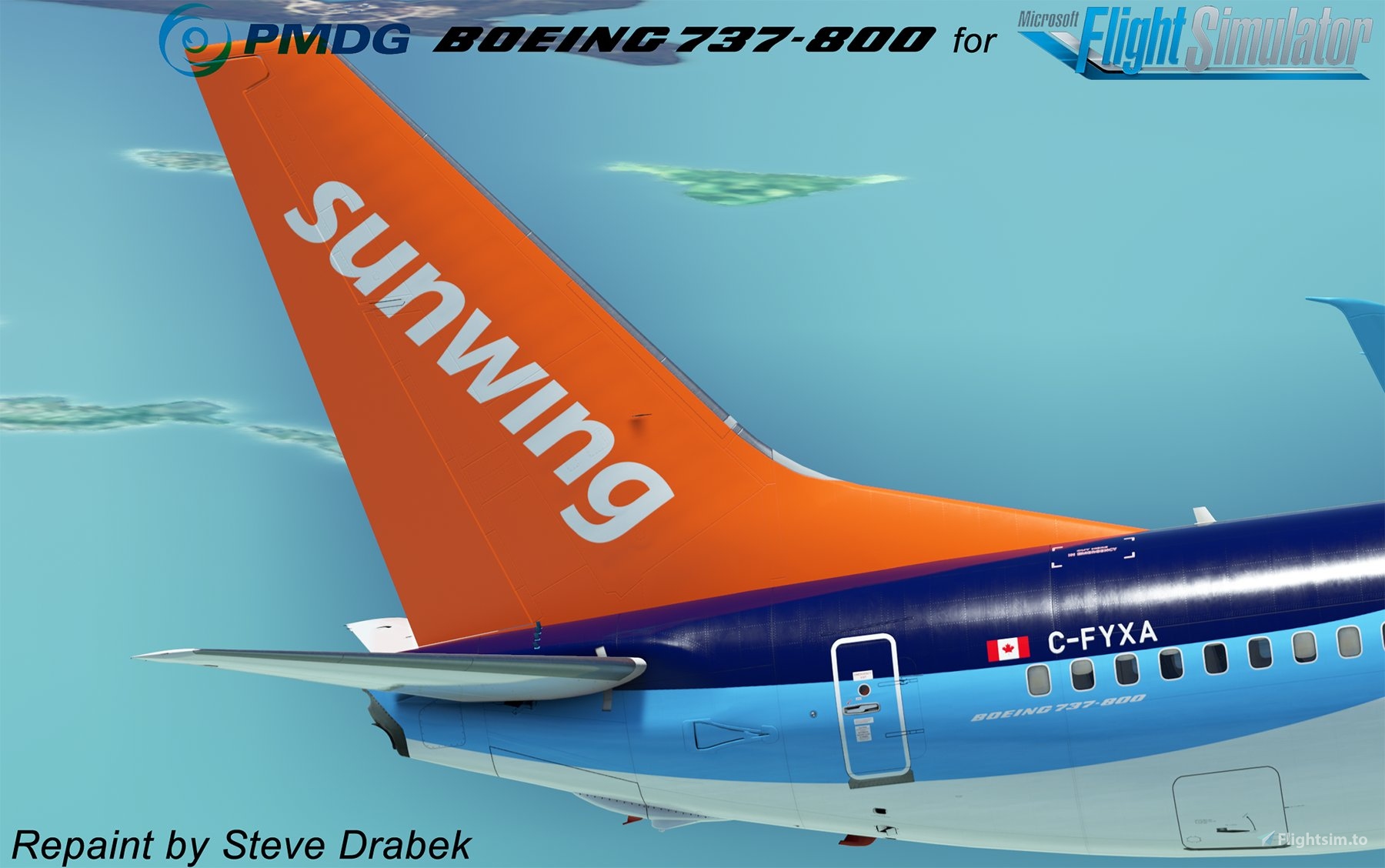 PMDG 737-800 Sunwing (C-FYXA- 2022) a oldalon. Microsoft Flight 