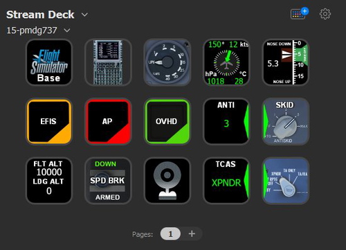 PMDG 737 + fms Stream Deck 15key Profile