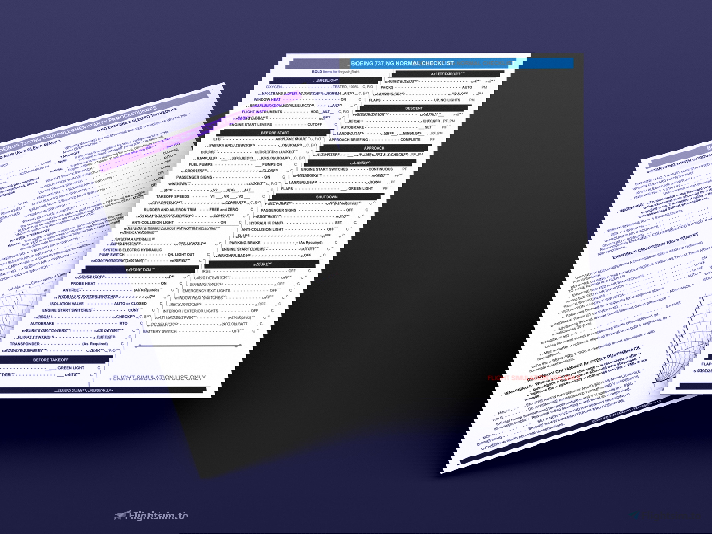 PMDG 737NG Real Canadian Operator Normal Checklist + Supplementary ...