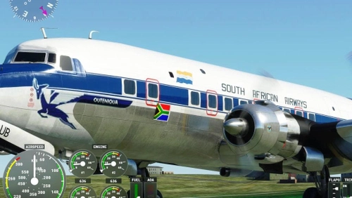 PMDG DC 6B Fictional Old SAA Livery based on ZS-AUB "outeniqua"