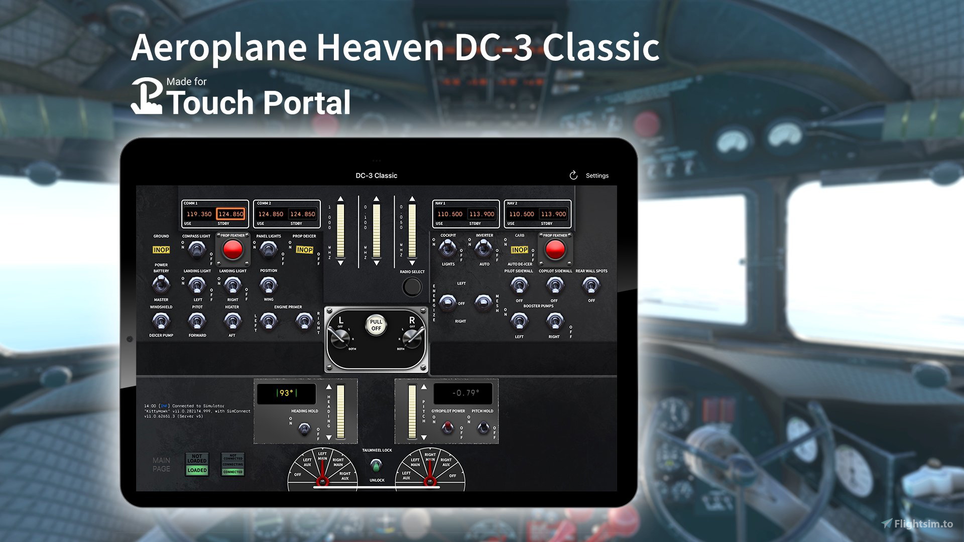 Touch Portal page for DC-3 Classic for Microsoft Flight Simulator | MSFS