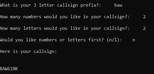 Python Random Callsign Maker