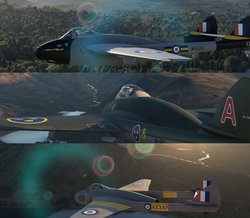 RAF/RN and Swedish Liveries for the SwissMilSim Vampire