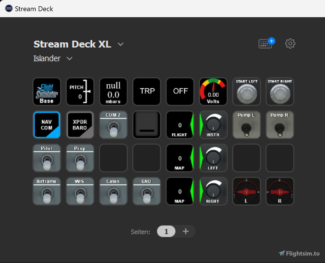 Stream Deck Layout BlackBox Islander für Microsoft Flight Simulator | MSFS