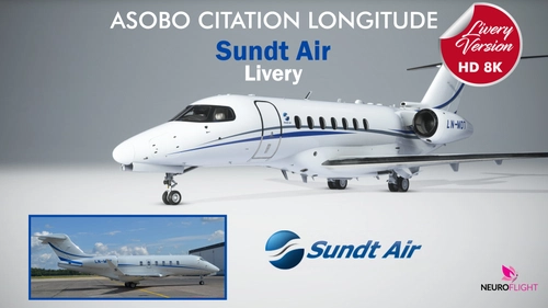 Sundt Air livery for Asobo Citation Longitude [8K]