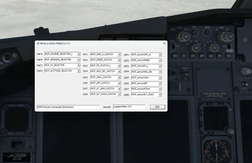 The connection application for GF-RP48 and PMDG737  