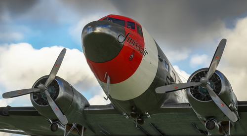 The Douglas DC-3 HB-IRI Swissair with Neutrality-Livery