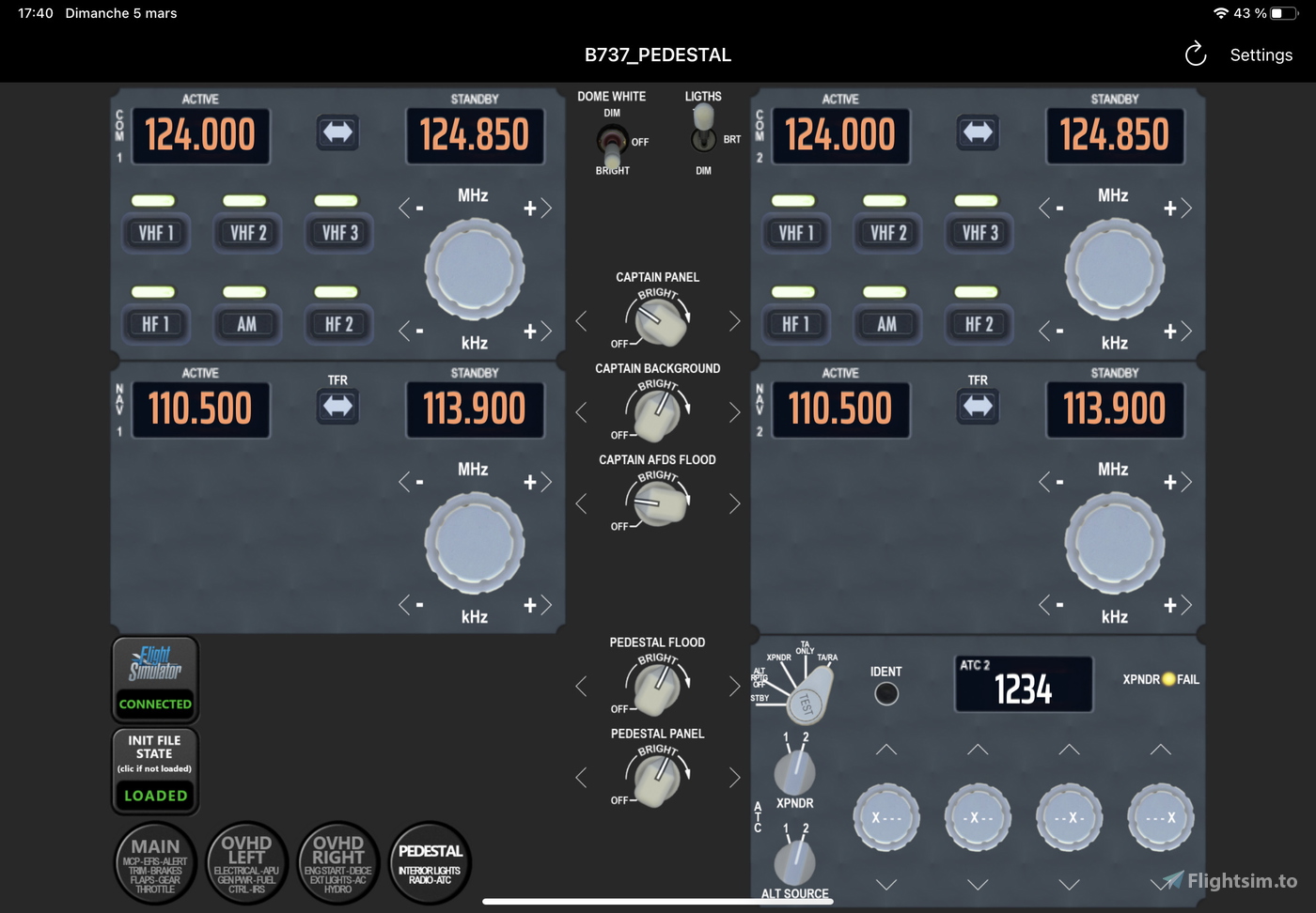 Touch Portal pages for PMDG 737 series for Microsoft Flight Simulator ...