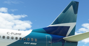 WestJet "2018 livery" "C-FUMF" PMDG B737-800 Scimitar winglets thumbnail 4