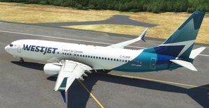 WestJet "2018 livery" "C-FUMF" PMDG B737-800 Scimitar winglets thumbnail 2