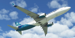 WestJet "2018 livery" "C-FUMF" PMDG B737-800 Scimitar winglets thumbnail 9