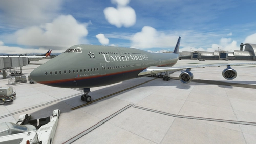 Asobo Boeing 747-8 United Airlines Battleship Grey
