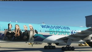 [8K] Captain Sim B77W KOREAN AIR BLACK PINK and Busan Expo HL7204 LIVERY thumbnail 5