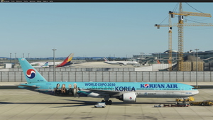 [8K] Captain Sim B77W KOREAN AIR BLACK PINK and Busan Expo HL7204 LIVERY thumbnail 7