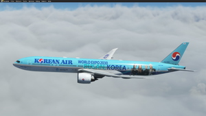 [8K] Captain Sim B77W KOREAN AIR BLACK PINK and Busan Expo HL7204 LIVERY thumbnail 3
