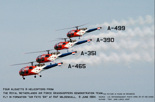 Alouette III Grasshoppers Demoteam   with 3 livery A-351, A-390 and A-499